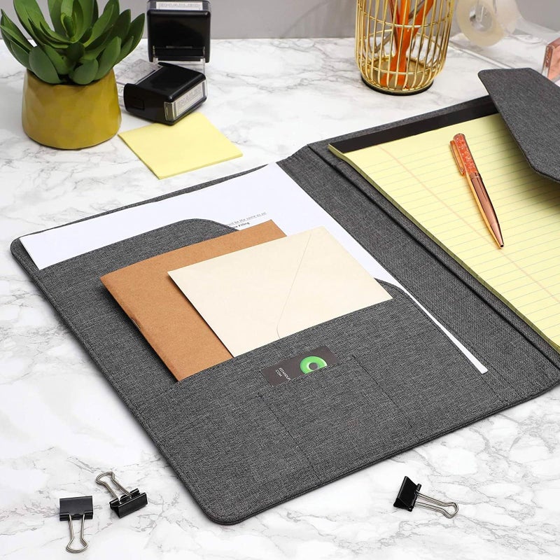 Paper Junkie Binder Organizer - 10 x 12.5 in, Gray Polyester - Resume Portfolio Folder - Zipper Binder Business Card Pockets - Image 3